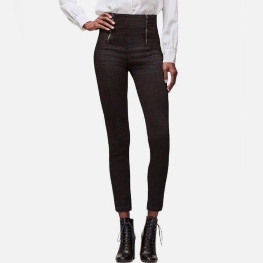 FRAME “Double Zip Skinny” Jeans – Black
Size: 25